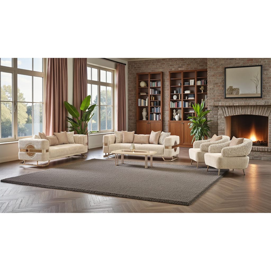 Fomera 4 Pieces Living Room Sets 1 Sofa 1 Loveseat 2 Chair