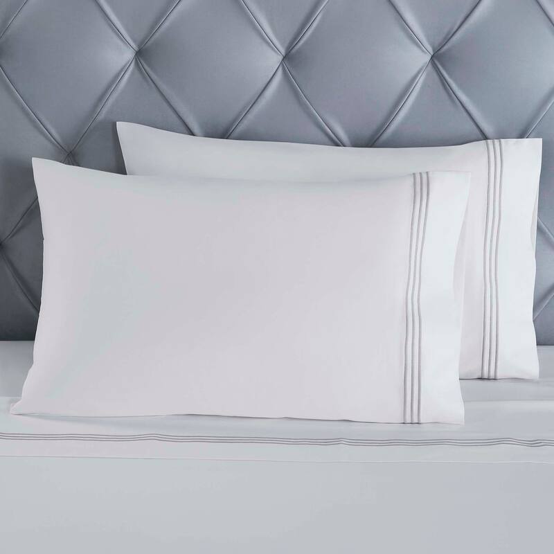 Superior Brandon Cotton Three-Line Embroidered Bed Sheet Set