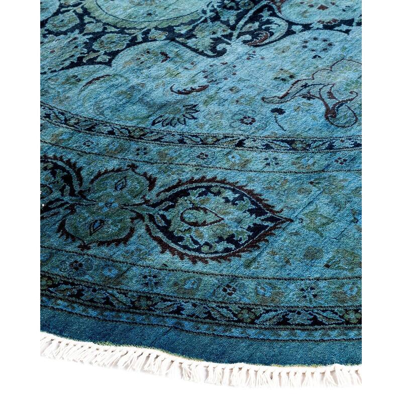 Fine Vibrance, One-of-a-Kind Hand-Knotted Area Rug - Gray, 7' 1" x 7' 1" - 7' 1" x 7' 1"