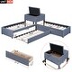 preview thumbnail 4 of 7, L-shaped Upholstered Platform Bed with Twin Size Trundle and 2 Drawers Linked with Built-in Desk, Gray