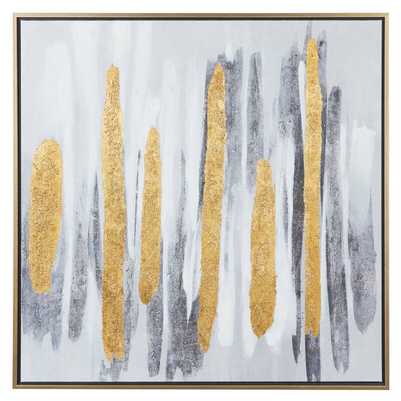 Canvas Abstract Framed Wall Art with Gold Frame - Gray - CosmoLiving by Cosmopolitan