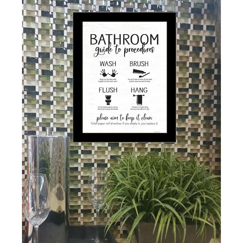 TrendyDecor4U Contemporary "Bathroom Guide" Framed Print Wall Art