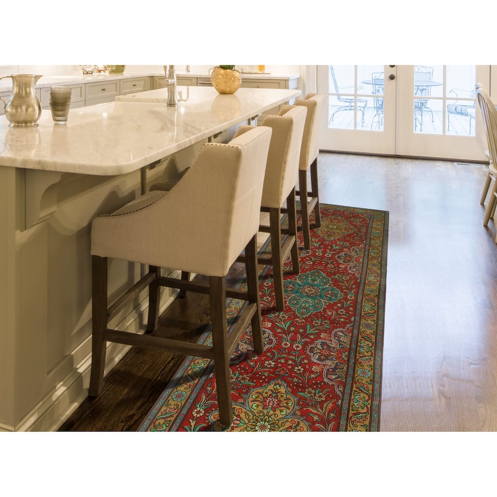 Fine Vintage Distressed Adrienne Red/Ivory Runner - 3'0" x 11'2"