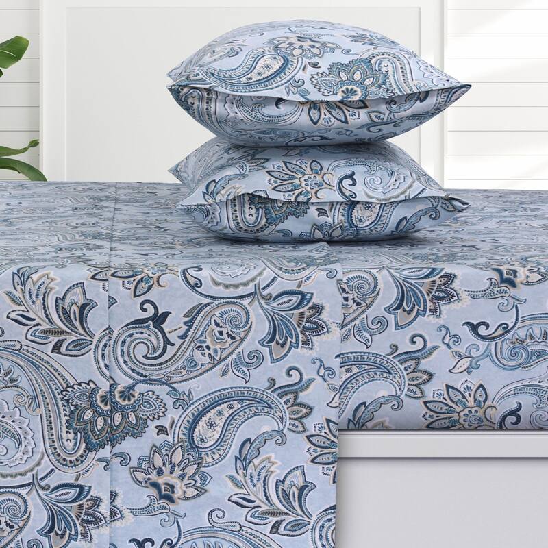 6-oz Cotton German Flannel Deep Pocket Sheet Set - Twin XL - Guliana Paisley Multi