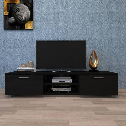 Entertainment Center TV Stand, 2 Storage Cabinet with Open Shelve