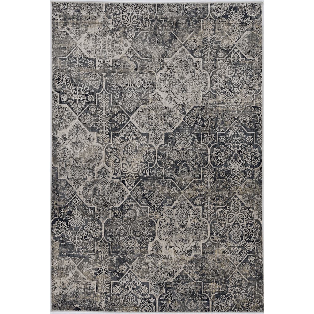 The Curated Nomad Hartvien Distressed Damask Rug