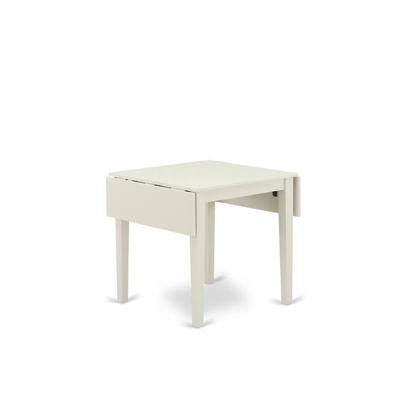 3-Piece Linen White Finish Solid Wood Top Dining Table Set