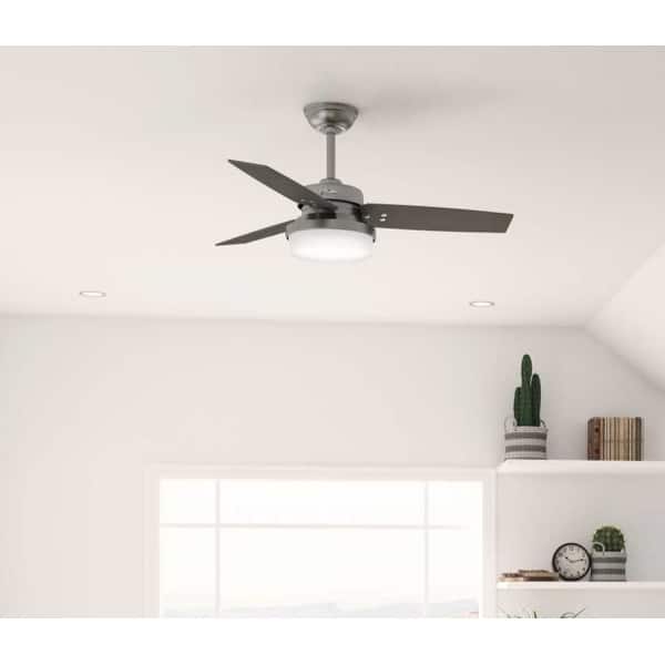 slide 2 of 15, Hunter 44" Sentinel Ceiling Fan with LED Light and Handheld Remote - Soft Modern, Farmhouse, Transitional Brushed Slate