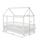 preview thumbnail 11 of 9, White Twin Size Pine Wood Floor Bed with House Roof Frame, Fence Guardrails for Kids, Boys and Girls