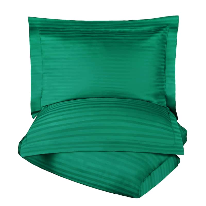 Superior Egyptian Cotton 300 Thread Count Stripe Duvet Cover Set with Pillow Shams