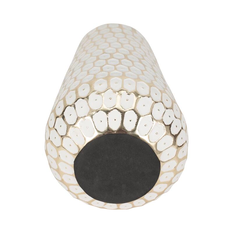 Sagebrook Home Metal Gold Geometric Cylinder Tribal Vase