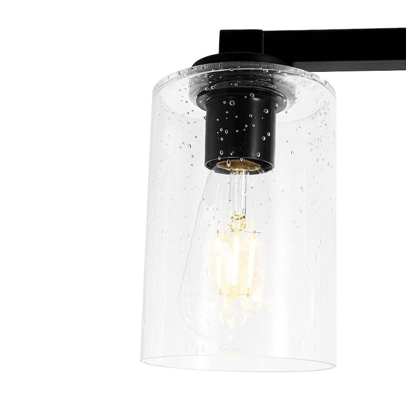 Farmhouse 5-Light Clear Seedy Glass Shade Linear Island Chandelier