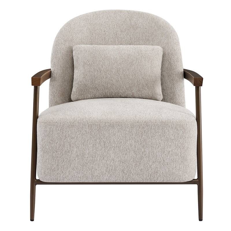 Spruce & Spring Anthony Modern Upholstered Faux Sherpa Chair with Wood Arms&Metal Legs