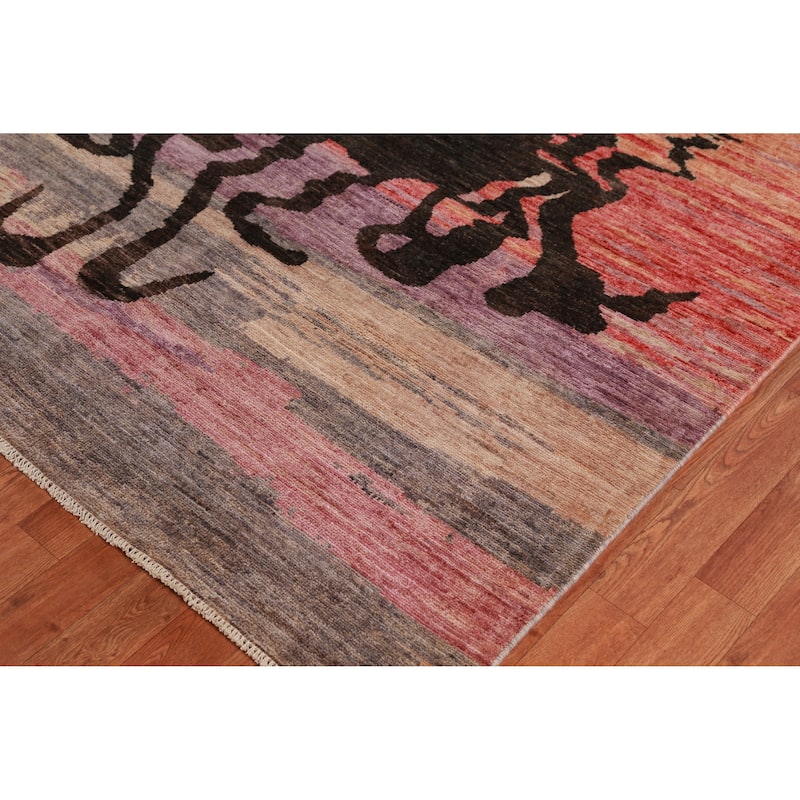 Hand Knotted Oriental 100% Wool Carpet Traditional Animal Pictorial Multi-Colored Art Deco Area Rug - 9' 11'' X 10' 1''