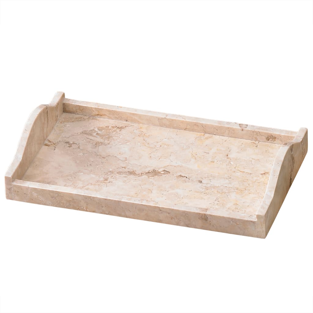 Creative Home Champagne Marble Large Arch Vanity Tray, Bath Towel Tray, Bathroom Accessory Organizer - Beige