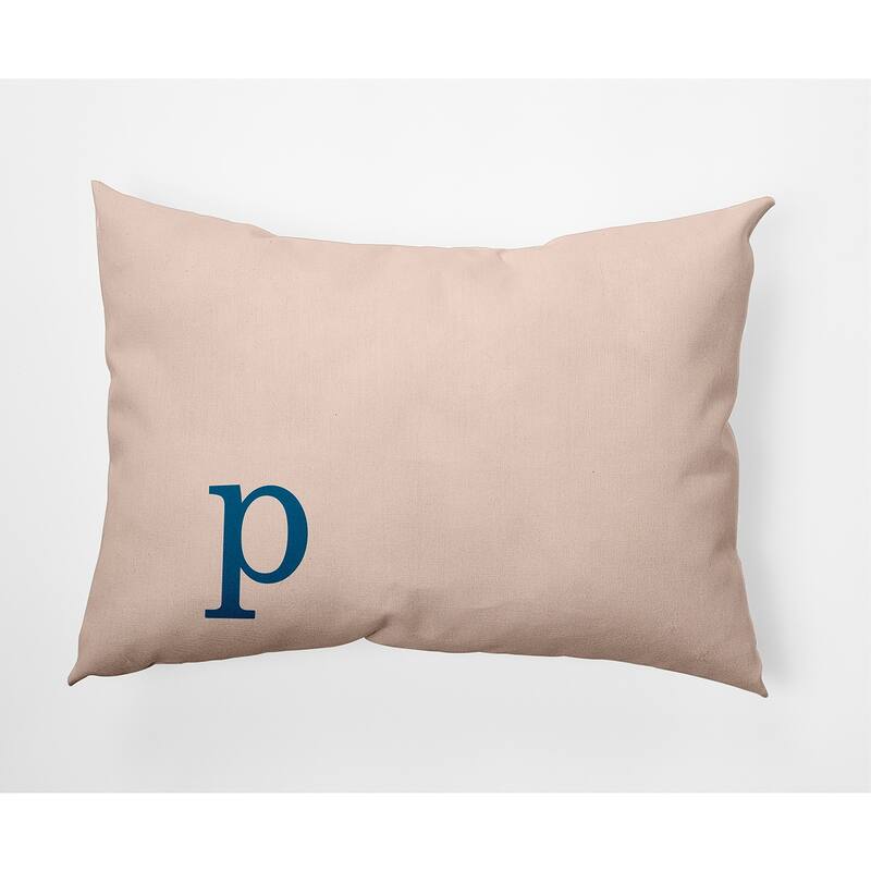 Modern Monogram Indoor/Outdoor Throw Pillow-P - 14" x 20" - Autumn Blue