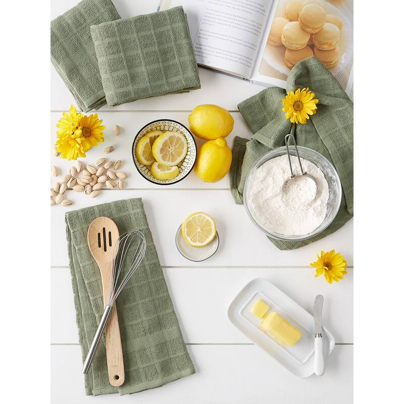 DII Solid Honey Gold Windowpane Terry Dishtowel 4 Piece