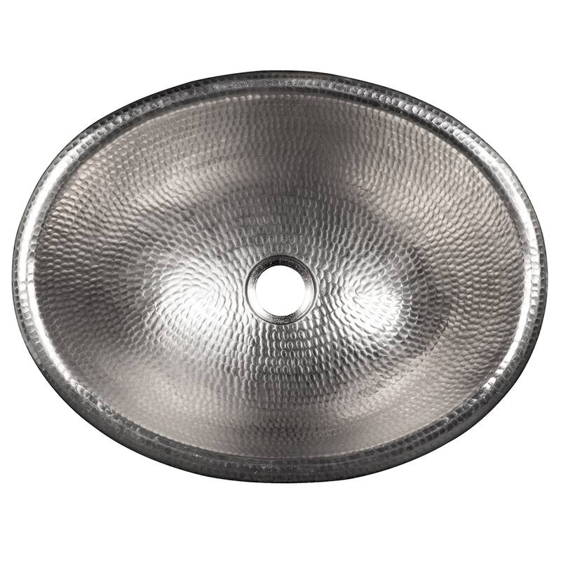 17-in Oval Self Rimming Hammered Copper Bathroom Sink in Nickel (LO17REN)