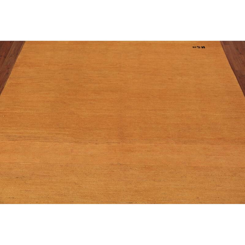 Orange Gabbeh Modern Area Rug Hand-Knotted Oriental Wool Carpet - 5'11" x 6'9"