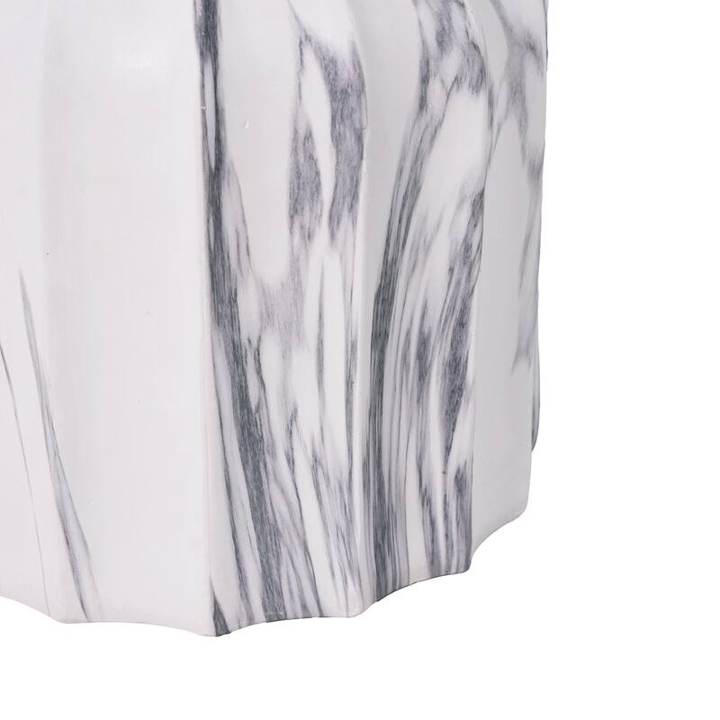 Christopher Knight Home - Modern Outdoor Lightweight Concrete Accent Side Table with Fluted Sculptural Hourglass Design