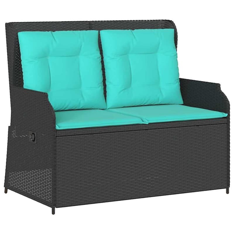vidaXL Garden Bench with Cushion Brown Poly rattan - 26 x 43 x 37