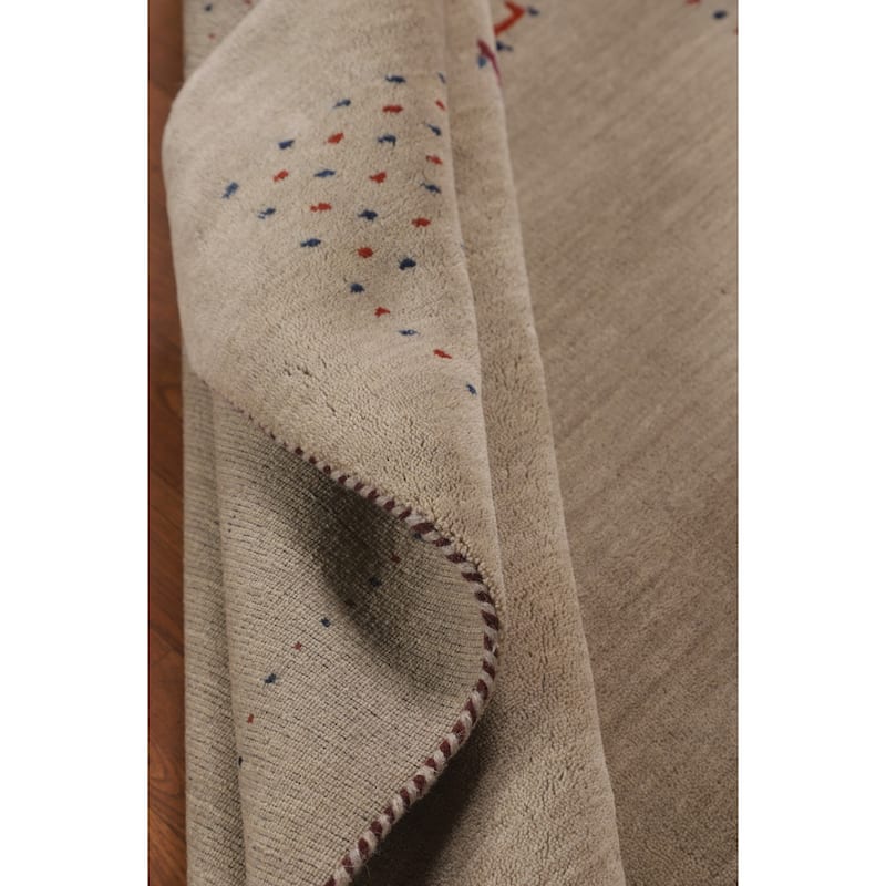 Tribal Gabbeh Indian Area Rug Handmade Beige Wool Carpet - 4'7"x 6'5"