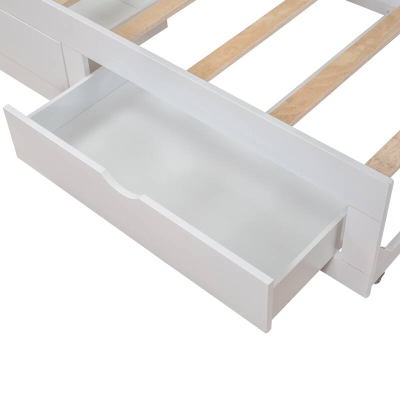 Wooden Daybed with Trundle Bed and Two Storage Drawers