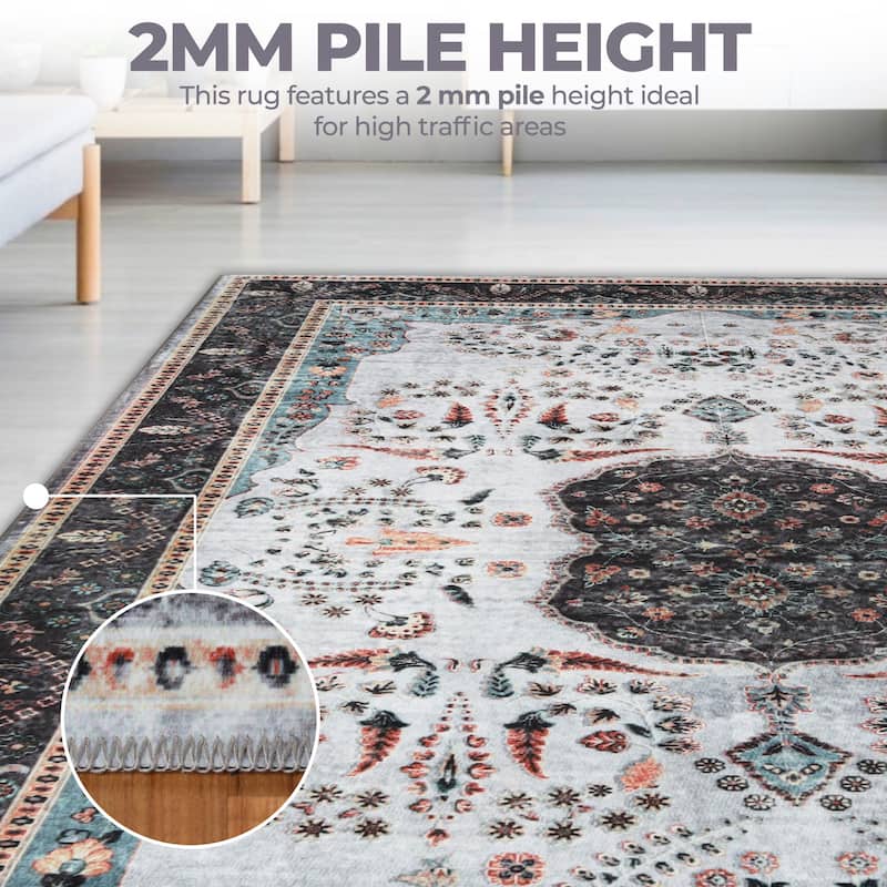 Superior Sparrow Medallion Machine Washable Indoor Area Rug or Runner