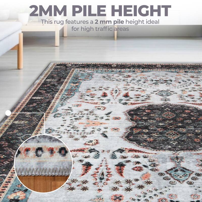 Superior Sparrow Medallion Machine Washable Indoor Area Rug or Runner
