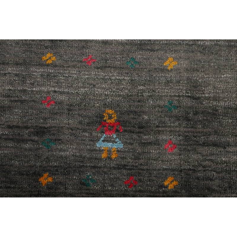 Tribal / Stripe Gabbeh Oriental Area Rug Handmade Wool Carpet - 7'11" x 9'10"