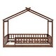 preview thumbnail 29 of 30, Twin Size Wood Bed House Bed Frame with Fence