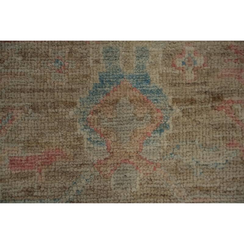 Hand Knotted Oriental 100% Wool Carpet Transitional All-Over Brown Oushak Area Rug - 12' 0'' X 9' 0''