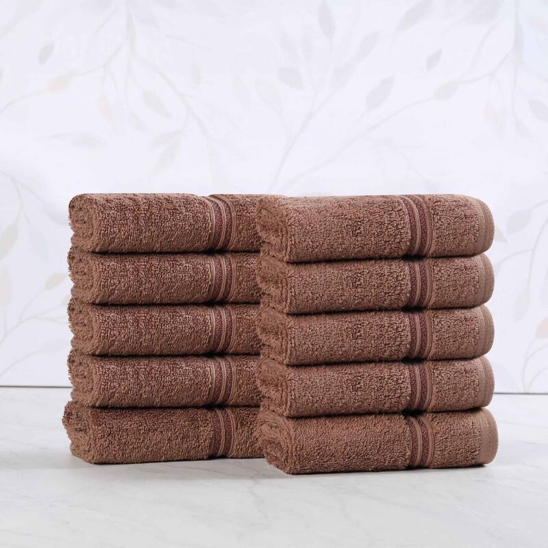 Superior Heritage Egyptian Cotton Absorbent Face Towel Set of 10 - Mocha