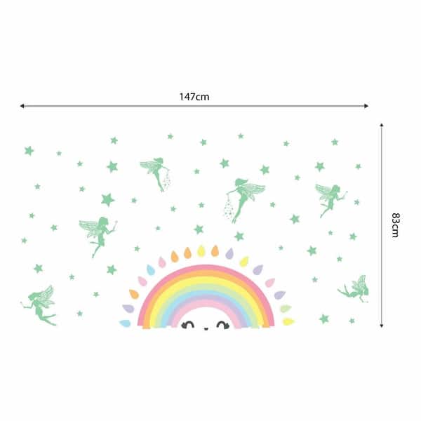 dimension image slide 0 of 2, Walplus Colorful Rainbow Magic Fairy Glow in the Dark Wall Sticker DIY