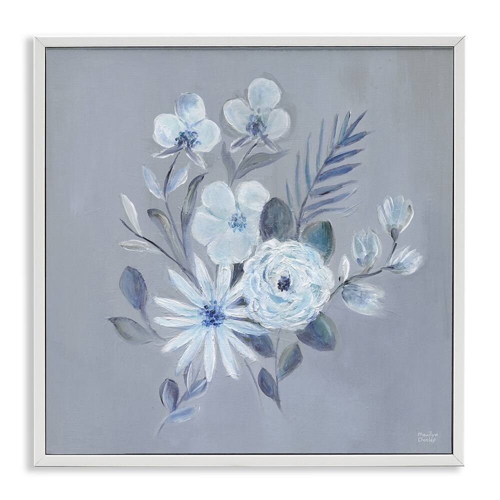Stupell Blue Toned Floral Bunch Framed Giclee Art Design By Marilyn Dunlap
