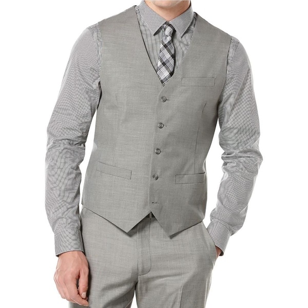 Perry Ellis Mens Big and Tall Linen Suit Vest