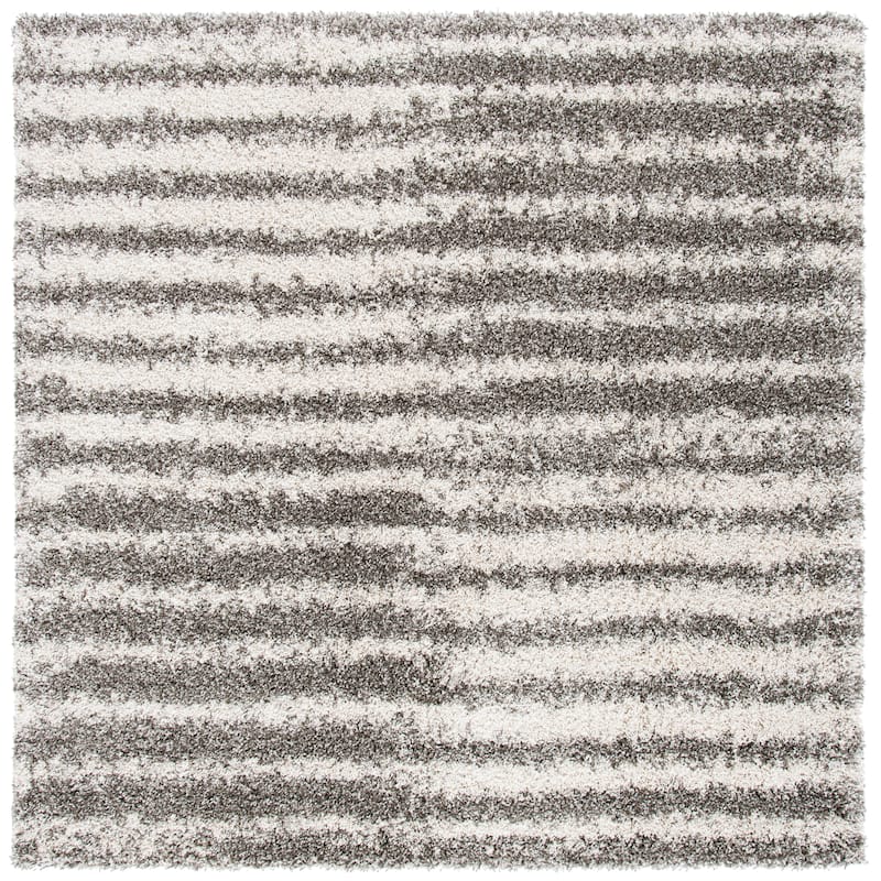 SAFAVIEH Hudson Shag Bambi Modern 2-inch Thick Rug - 7' Square - Grey/Ivory