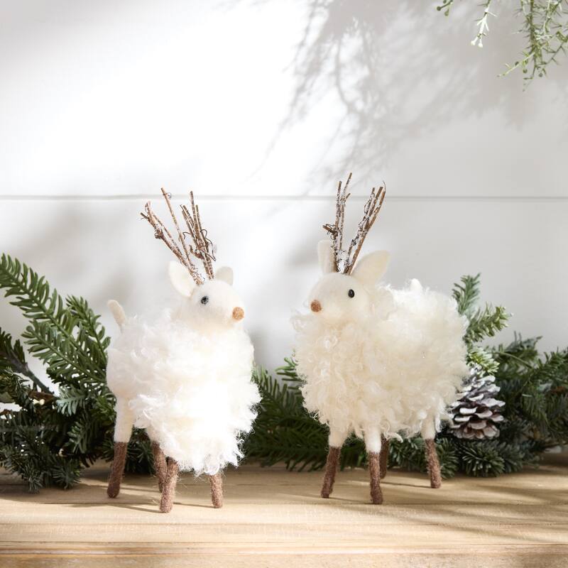 Fluffy Winter Deer Shelf Sitter (Set of 6)