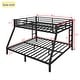 preview thumbnail 3 of 9, Black Queen over King Size Metal Bunk Bed with Fence, Ladder, and Noise-Reducing Design