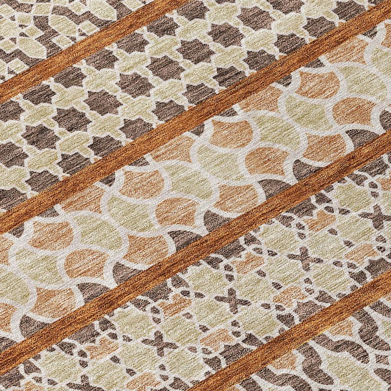 Machine Washable Indoor/ Outdoor Chantille Boho Stripe Rug