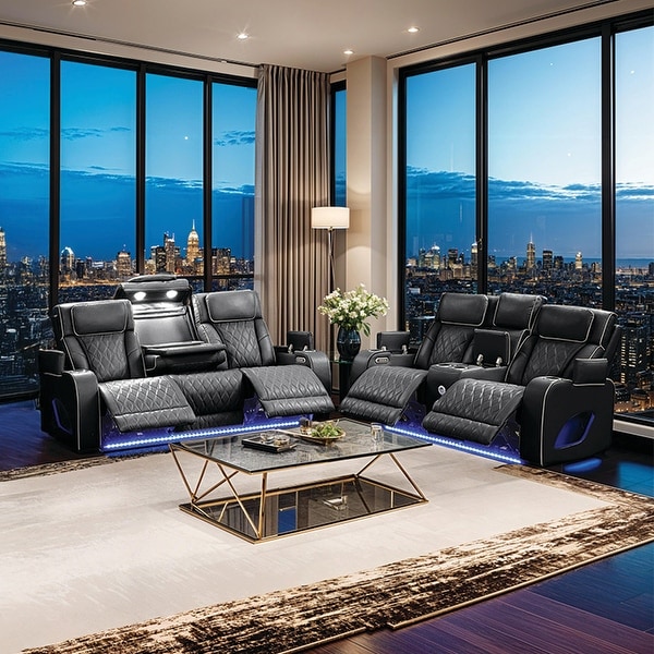 Fortuner 2PC/3PC Living Room Set with LED Lighting, Power