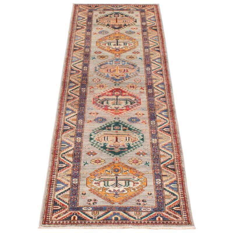ECARPETGALLERY Hand-knotted Aryana Grey Wool Rug - 2'7 x 8'2