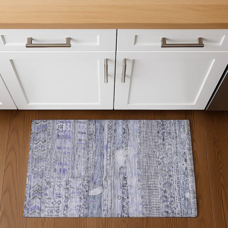 Premium Washable Super Soft Modern Global Mayfield Rug - 1'8" x 2'6" - Blue