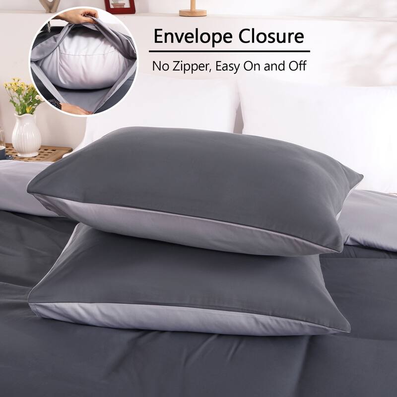 3 Piece Reversible Double Brushed Microfiber Duvet Cover Set