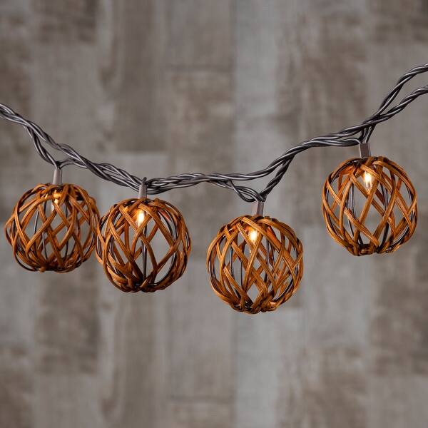 slide 2 of 3, 6 Foot Decorative Rattan Sphere Patio String Light
