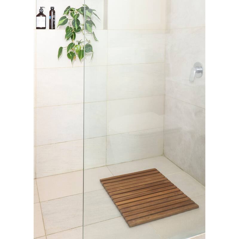 Nordic Style Teak Wood Oiled String Mat for Indoor and Outdoor Shower 19.6" x 19.6" - 19.6" x 19.6"