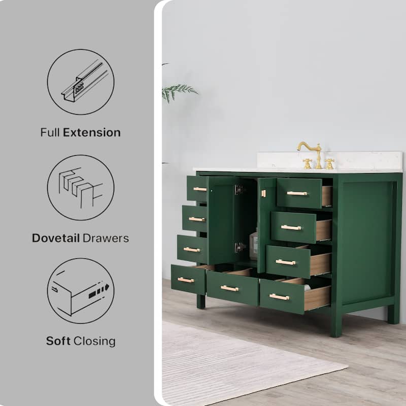 OpalithD 60 in. Bathroom Vanity with Single Sink, Wood Bath Cabinet with Top