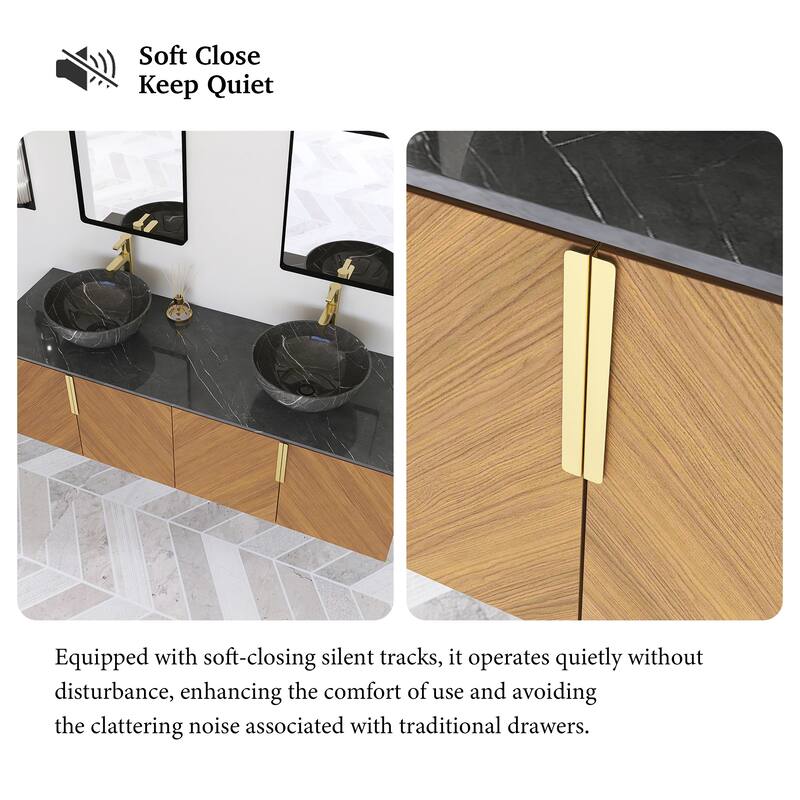 Wall-Mounted Bathroom Vanity with Stone White Ceramic Sink