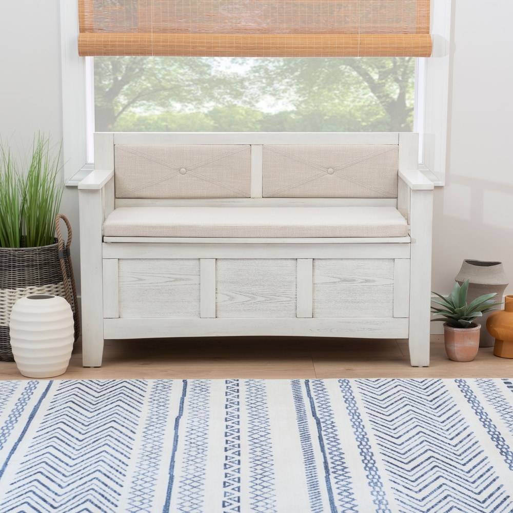 White flip deals top storage bench