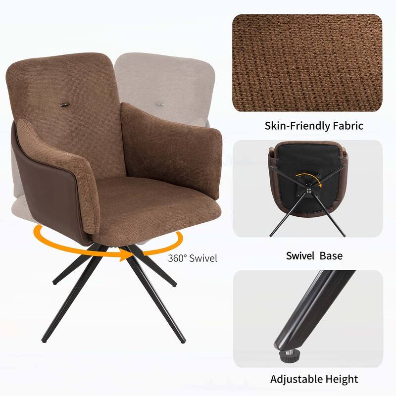 360° Swivel Home Office Desk Chairs Set of 2,with Metal Base for Comfort and Style